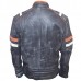 Men's Vintage Cafe Racer Retro 2 Moto Black Leather Jacket